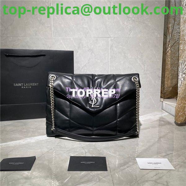 Replica Yves Saint Laurent YSL Loulou Puffer Medium Bag In Quilted Lambskin 5774751 Black Silver Replica Yves Saint Laurent YSL Loulou Puffer Medium Bag In Quilted Lambskin 5774751 Black Silver