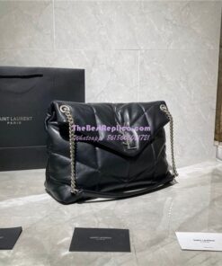 Replica Yves Saint Laurent YSL Loulou Puffer Medium Bag In Quilted Lambskin 5774751 Black Silver 2