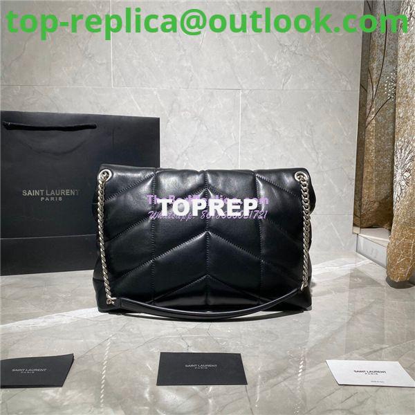 Replica Yves Saint Laurent YSL Loulou Puffer Medium Bag In Quilted Lambskin 5774751 Black Silver 4 Replica Yves Saint Laurent YSL Loulou Puffer Medium Bag In Quilted Lambskin 5774751 Black Silver 4