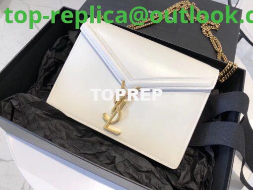 Replica YSL Saint Laurent Cassandra Monogram Clasp Bag In Smooth Leather White