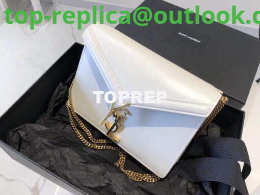 Replica YSL Saint Laurent Cassandra Monogram Clasp Bag In Smooth Leather White 4