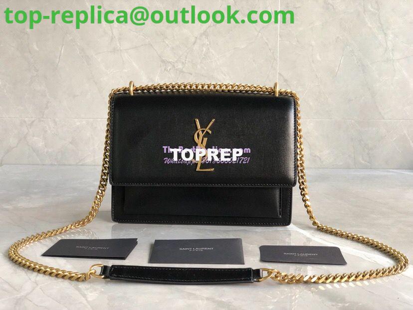 Replica YSL Saint Laurent Sunset Medium In Smooth Leather 442906 Black Gold Hardware 2 Replica YSL Saint Laurent Sunset Medium In Smooth Leather 442906 Black Gold Hardware 2