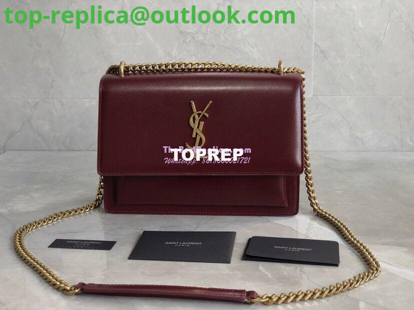 Replica YSL Saint Laurent Sunset Medium In Smooth Leather 442906 Dark Legion Red Gold Hardware Replica YSL Saint Laurent Sunset Medium In Smooth Leather 442906 Dark Legion Red Gold Hardware