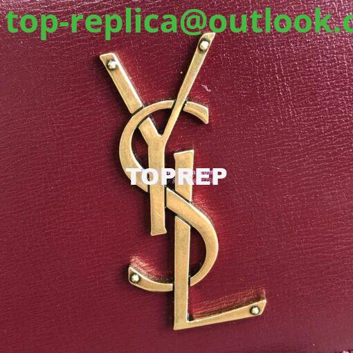 Replica YSL Saint Laurent Sunset Medium In Smooth Leather 442906 Dark Legion Red Gold Hardware 3