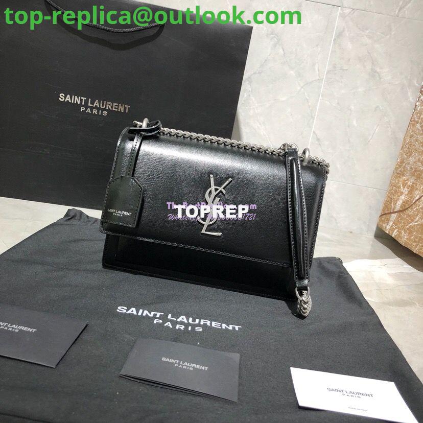 Replica YSL Saint Laurent Sunset Medium In Smooth Leather 442906 Black Silver Hardware Replica YSL Saint Laurent Sunset Medium In Smooth Leather 442906 Black Silver Hardware