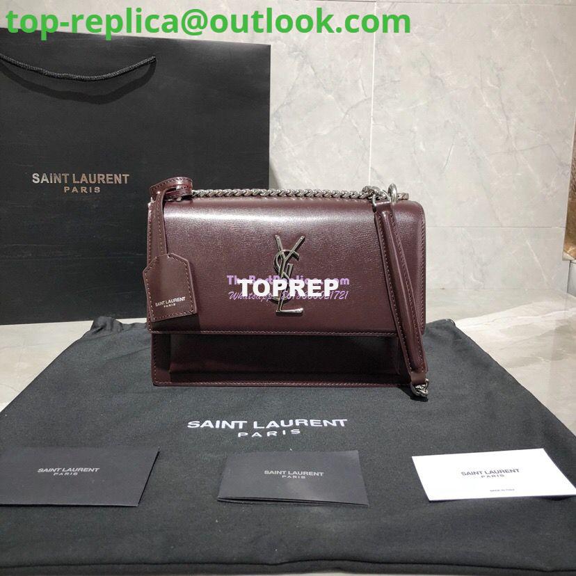 Replica YSL Saint Laurent Sunset Medium In Smooth Leather 442906 Dark Red Silver Hardware Replica YSL Saint Laurent Sunset Medium In Smooth Leather 442906 Dark Red Silver Hardware