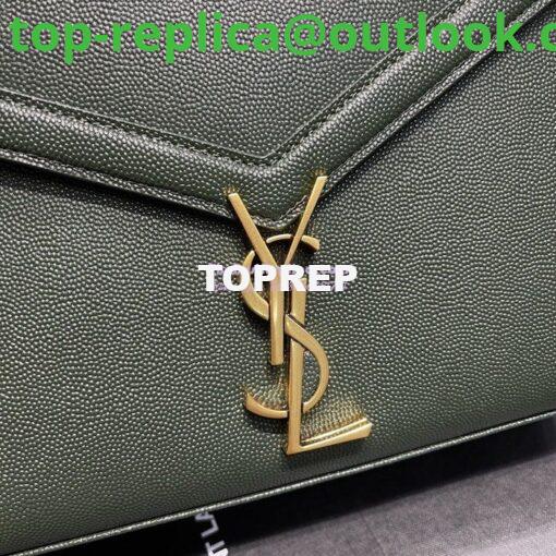 Replica YSL Saint Laurent Cassandra Top Handle Medium Bag In Grain De Poudre Leather Green 5