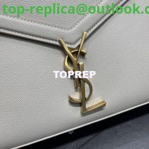 Replica YSL Saint Laurent Cassandra Top Handle Medium Bag In Grain De Poudre Leather Blanc 3