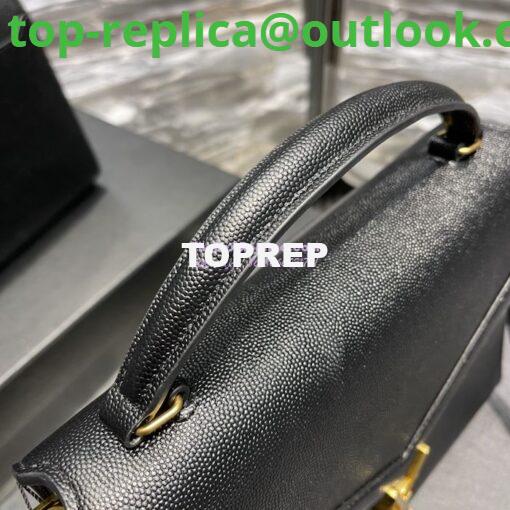 Replica YSL Saint Laurent Cassandra Top Handle Medium Bag In Grain De Poudre Leather Black 6