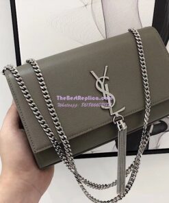 Replica YSL Saint Laurent Kate Bag With Tassel In Grain De Poudre Leather 354119 Grey