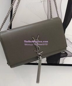 Replica YSL Saint Laurent Kate Bag With Tassel In Grain De Poudre Leather 354119 Grey 2