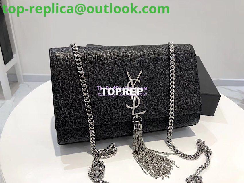Replica YSL Saint Laurent Kate Bag With Tassel In Grain De Poudre Leather 354119 Black Silver Hardware Replica YSL Saint Laurent Kate Bag With Tassel In Grain De Poudre Leather 354119 Black Silver Hardware