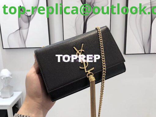 Replica YSL Saint Laurent Kate Bag With Tassel In Grain De Poudre Leather 354119 Black 12