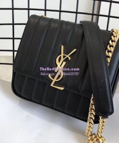 Replica YSL Saint Laurent Vicky Medium In Grain De Poudre Leather 5326121 Black 2