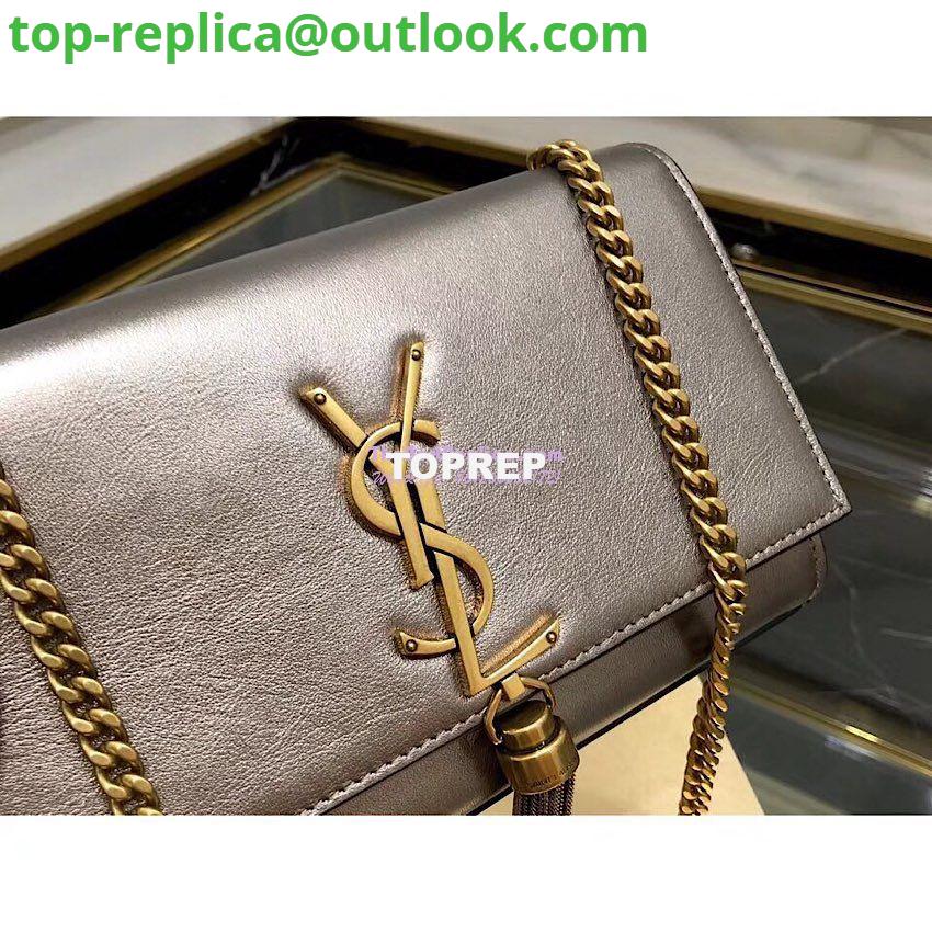 Replica YSL Saint Laurent Kate Chain Wallet With Tassel In Laminated Leather 452159 Brown Metallic 2 Replica YSL Saint Laurent Kate Chain Wallet With Tassel In Laminated Leather 452159 Brown Metallic 2