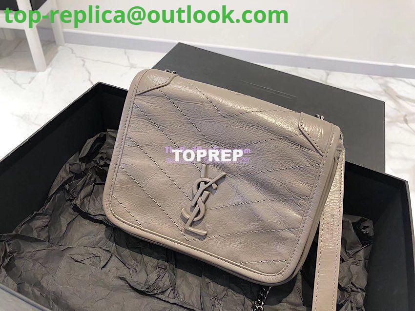 Replica YSL Saint Laurent Niki Chain Wallet In Crinkled Vintage Leather 583103 Fog 2 Replica YSL Saint Laurent Niki Chain Wallet In Crinkled Vintage Leather 583103 Fog 2