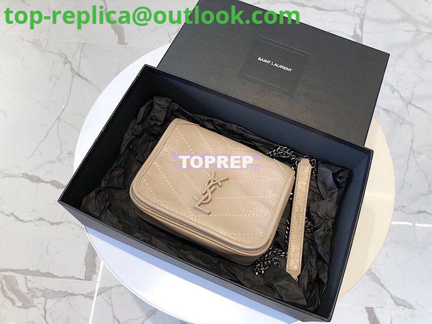 Replica YSL Saint Laurent Niki Chain Wallet In Crinkled Vintage Leather 583103 Light Natural Replica YSL Saint Laurent Niki Chain Wallet In Crinkled Vintage Leather 583103 Light Natural