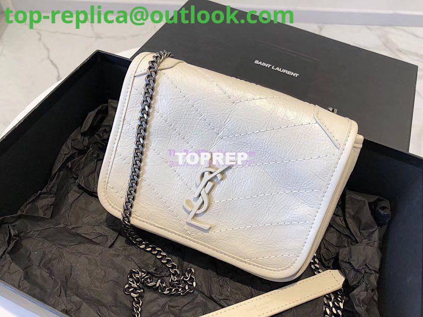 Replica YSL Saint Laurent Niki Chain Wallet In Crinkled Vintage Leather 583103 Blanc 2 Replica YSL Saint Laurent Niki Chain Wallet In Crinkled Vintage Leather 583103 Blanc 2