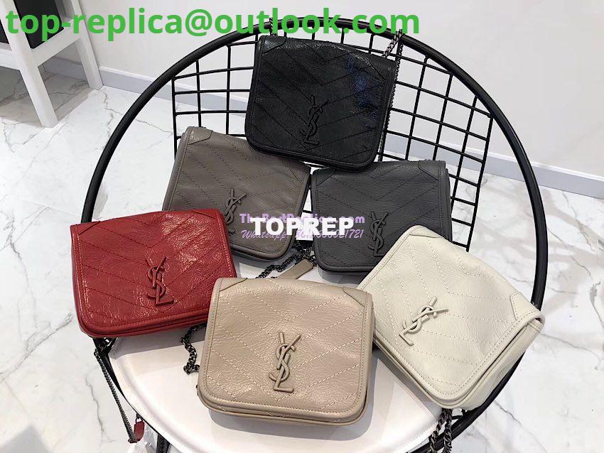 Replica YSL Saint Laurent Niki Chain Wallet In Crinkled Vintage Leather 583103 Storm Replica YSL Saint Laurent Niki Chain Wallet In Crinkled Vintage Leather 583103 Storm