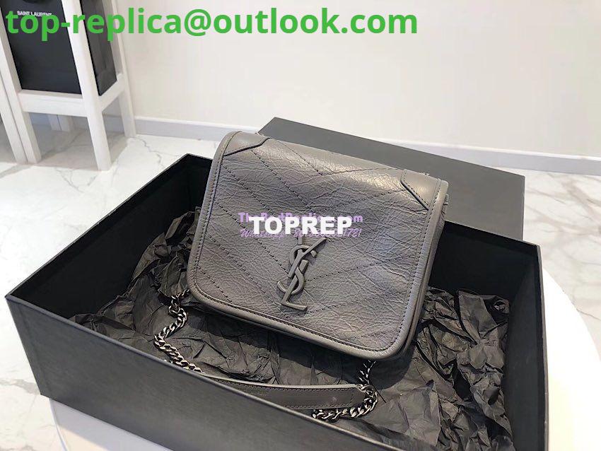 Replica YSL Saint Laurent Niki Chain Wallet In Crinkled Vintage Leather 583103 Storm 2 Replica YSL Saint Laurent Niki Chain Wallet In Crinkled Vintage Leather 583103 Storm 2