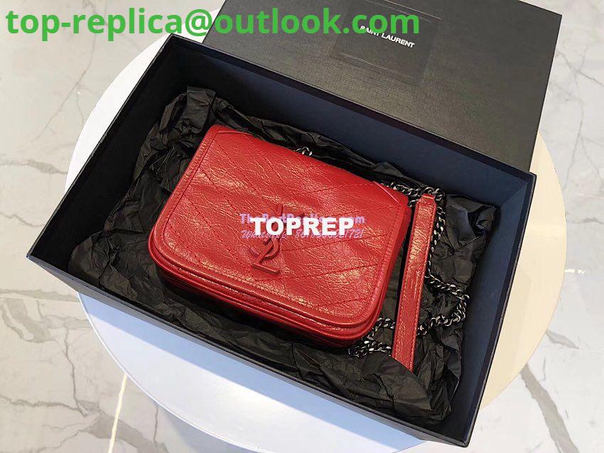 Replica YSL Saint Laurent Niki Chain Wallet In Crinkled Vintage Leather 583103 Red 2 Replica YSL Saint Laurent Niki Chain Wallet In Crinkled Vintage Leather 583103 Red 2
