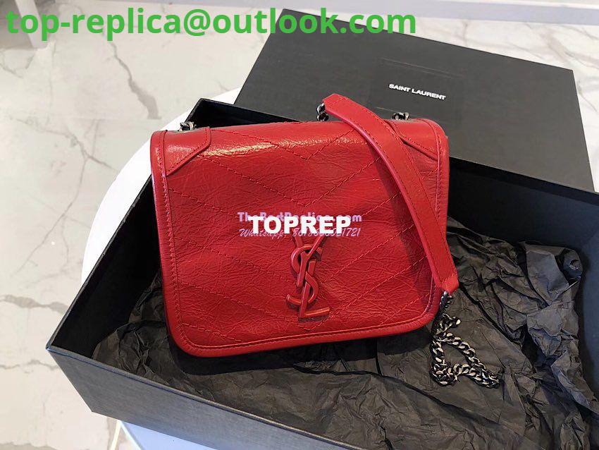 Replica YSL Saint Laurent Niki Chain Wallet In Crinkled Vintage Leather 583103 Red 3 Replica YSL Saint Laurent Niki Chain Wallet In Crinkled Vintage Leather 583103 Red 3
