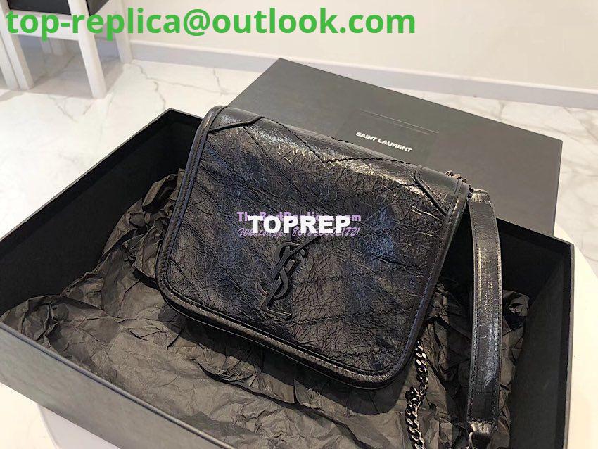 Replica YSL Saint Laurent Niki Chain Wallet In Crinkled Vintage Leather 583103 Black Replica YSL Saint Laurent Niki Chain Wallet In Crinkled Vintage Leather 583103 Black