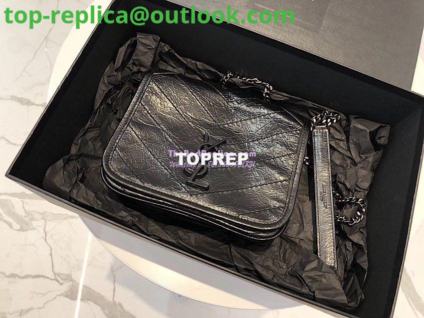 Replica YSL Saint Laurent Niki Chain Wallet In Crinkled Vintage Leather 583103 Black 2 Replica YSL Saint Laurent Niki Chain Wallet In Crinkled Vintage Leather 583103 Black 2