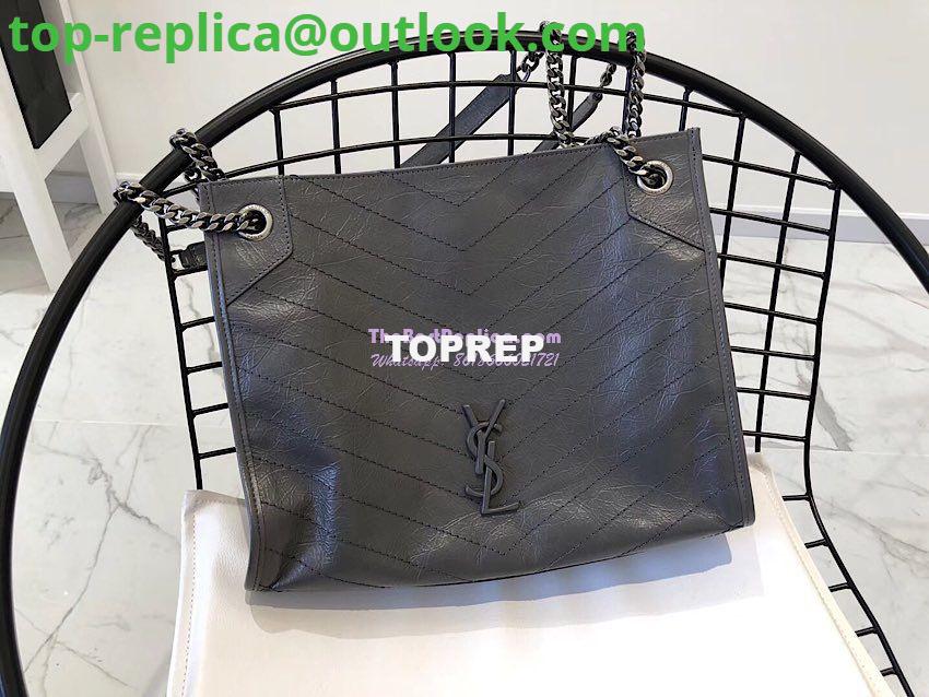 Replica Saint Laurent YSL Niki Medium Shopping Bag In Crinkled Vintage Leather 577999 Storm Replica Saint Laurent YSL Niki Medium Shopping Bag In Crinkled Vintage Leather 577999 Storm