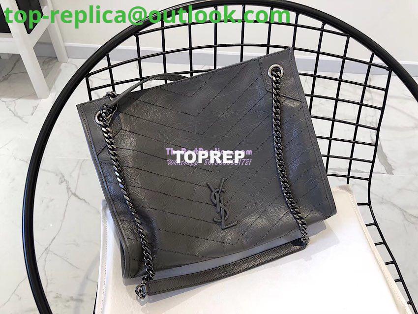 Replica Saint Laurent YSL Niki Medium Shopping Bag In Crinkled Vintage Leather 577999 Storm 2 Replica Saint Laurent YSL Niki Medium Shopping Bag In Crinkled Vintage Leather 577999 Storm 2