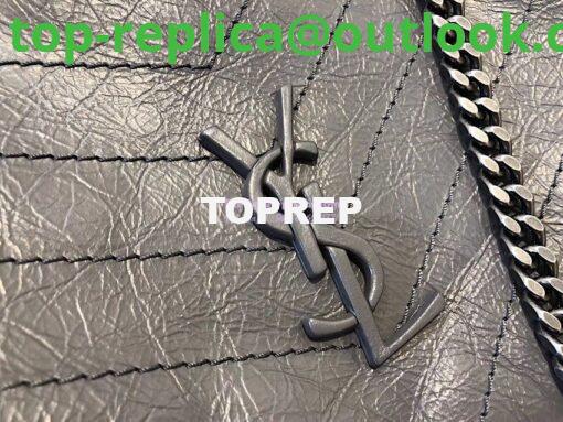 Replica Saint Laurent YSL Niki Medium Shopping Bag In Crinkled Vintage Leather 577999 Storm 5