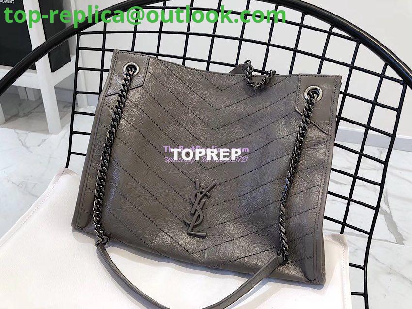 Replica Saint Laurent YSL Niki Medium Shopping Bag In Crinkled Vintage Leather 577999 Fog Replica Saint Laurent YSL Niki Medium Shopping Bag In Crinkled Vintage Leather 577999 Fog