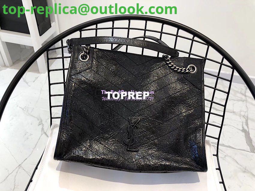 Replica Saint Laurent YSL Niki Medium Shopping Bag In Crinkled Vintage Leather 577999 Black 2 Replica Saint Laurent YSL Niki Medium Shopping Bag In Crinkled Vintage Leather 577999 Black 2