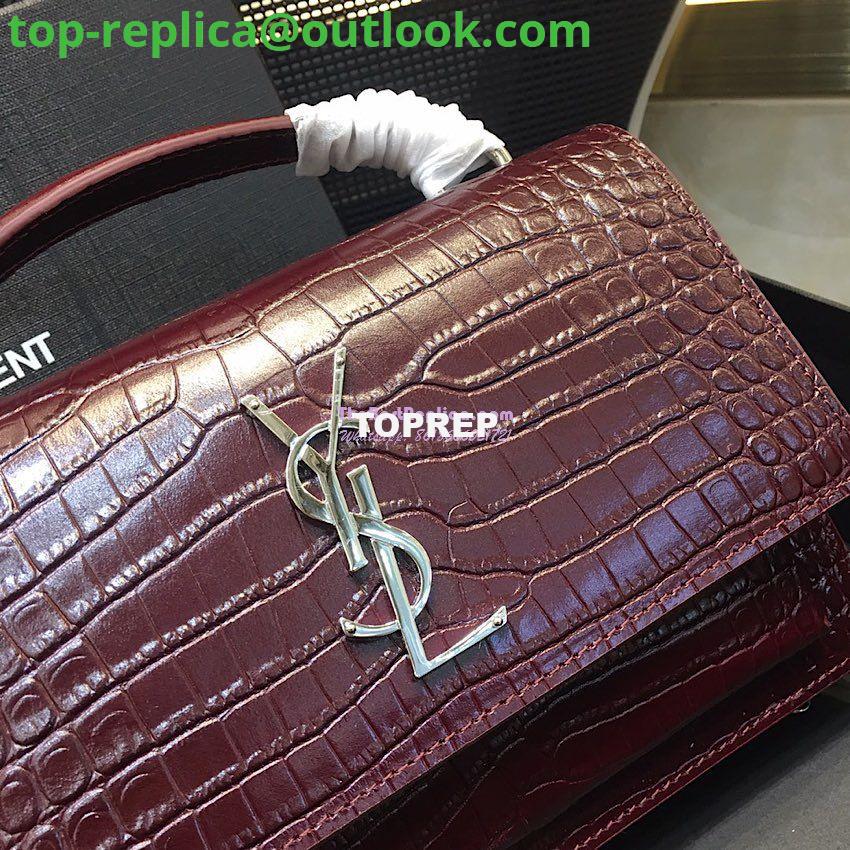 Replica Saint Laurent YSL Sunset Chain Wallet In Shiny Crocodile-embossed Leather 533026 Wine 4 Replica Saint Laurent YSL Sunset Chain Wallet In Shiny Crocodile-embossed Leather 533026 Wine 4