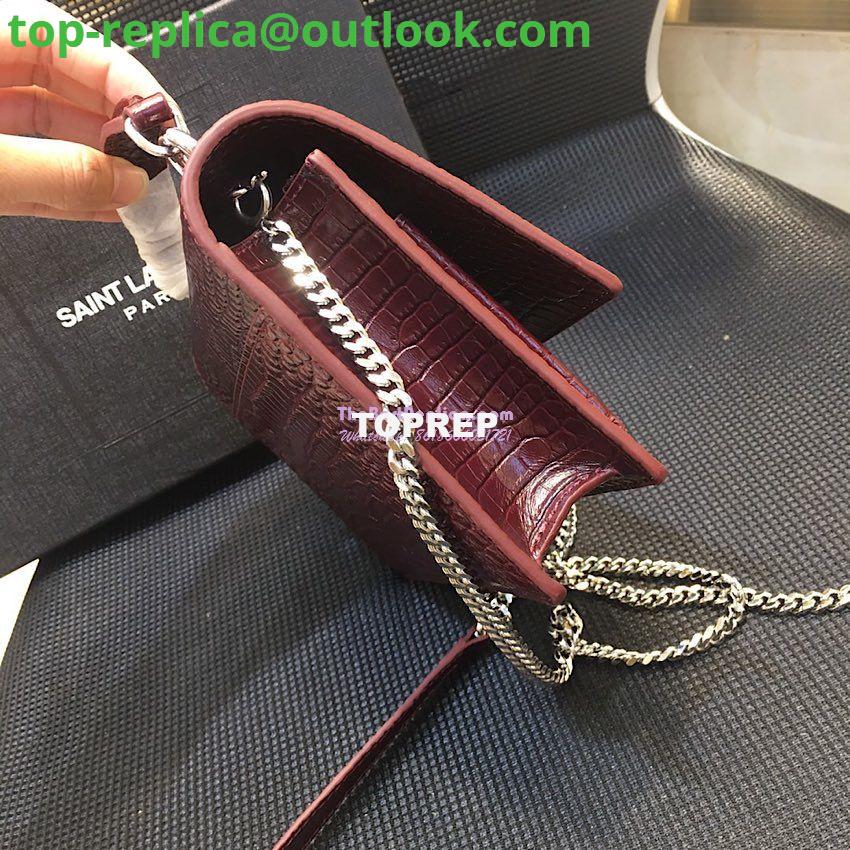 Replica Saint Laurent YSL Sunset Chain Wallet In Shiny Crocodile-embossed Leather 533026 Wine 5 Replica Saint Laurent YSL Sunset Chain Wallet In Shiny Crocodile-embossed Leather 533026 Wine 5