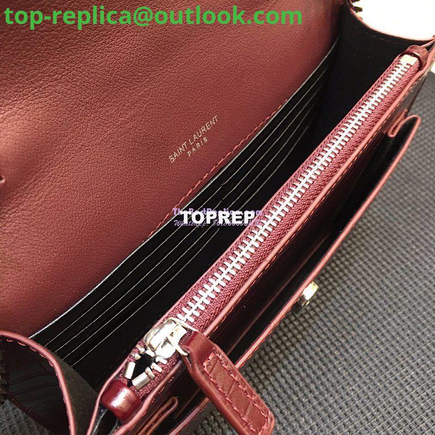 Replica Saint Laurent YSL Sunset Chain Wallet In Shiny Crocodile-embossed Leather 533026 Wine 8 Replica Saint Laurent YSL Sunset Chain Wallet In Shiny Crocodile-embossed Leather 533026 Wine 8