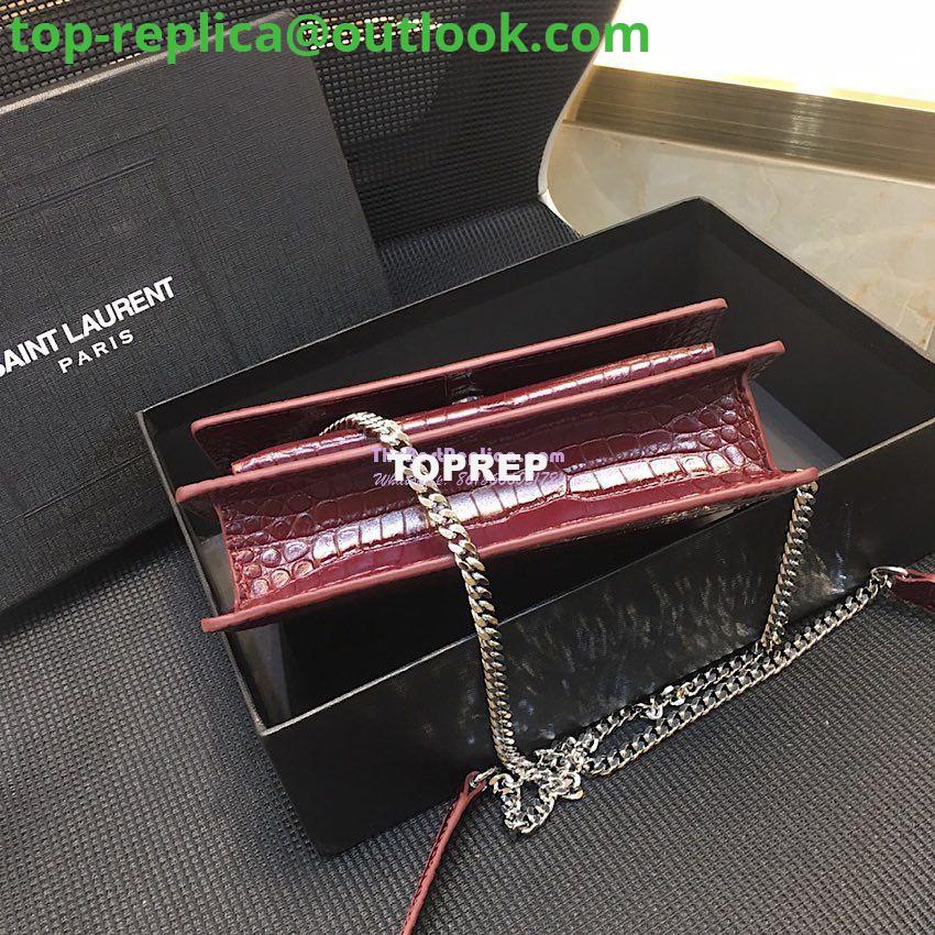 Replica Saint Laurent YSL Sunset Chain Wallet In Shiny Crocodile-embossed Leather 533026 Wine 10 Replica Saint Laurent YSL Sunset Chain Wallet In Shiny Crocodile-embossed Leather 533026 Wine 10