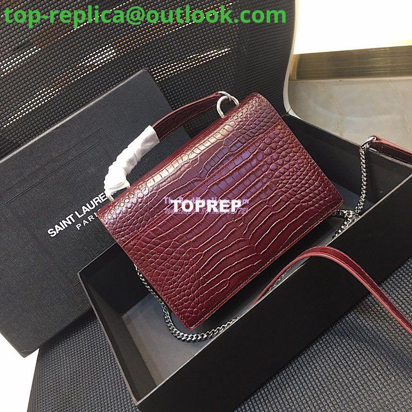Replica Saint Laurent YSL Sunset Chain Wallet In Shiny Crocodile-embossed Leather 533026 Wine 11 Replica Saint Laurent YSL Sunset Chain Wallet In Shiny Crocodile-embossed Leather 533026 Wine 11