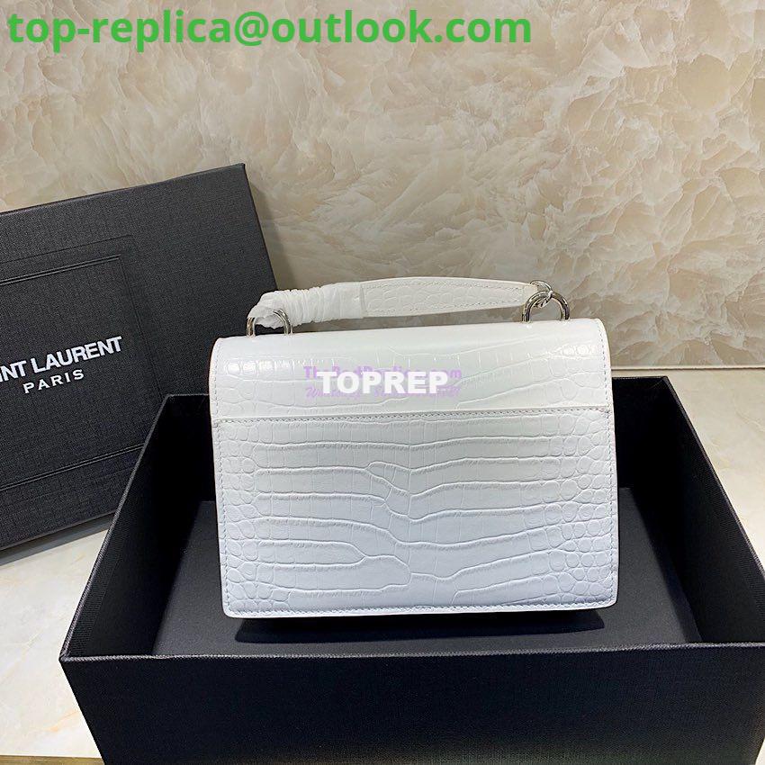 Replica Saint Laurent YSL Sunset Chain Wallet In Shiny Crocodile-embossed Leather 533026 White 8 Replica Saint Laurent YSL Sunset Chain Wallet In Shiny Crocodile-embossed Leather 533026 White 8