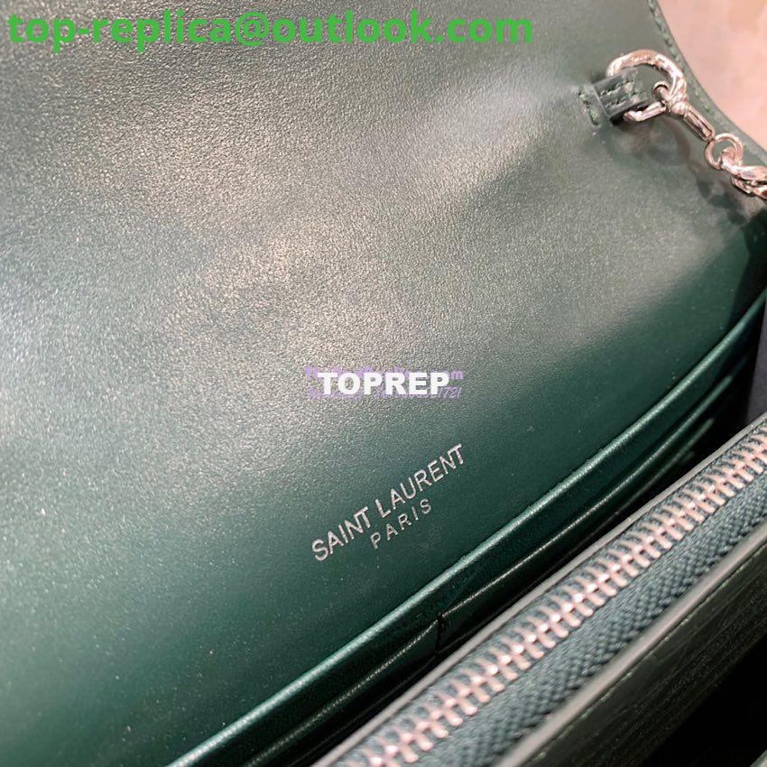 Replica Saint Laurent YSL Sunset Chain Wallet In Shiny Crocodile-embossed Leather 533026 Green 6 Replica Saint Laurent YSL Sunset Chain Wallet In Shiny Crocodile-embossed Leather 533026 Green 6