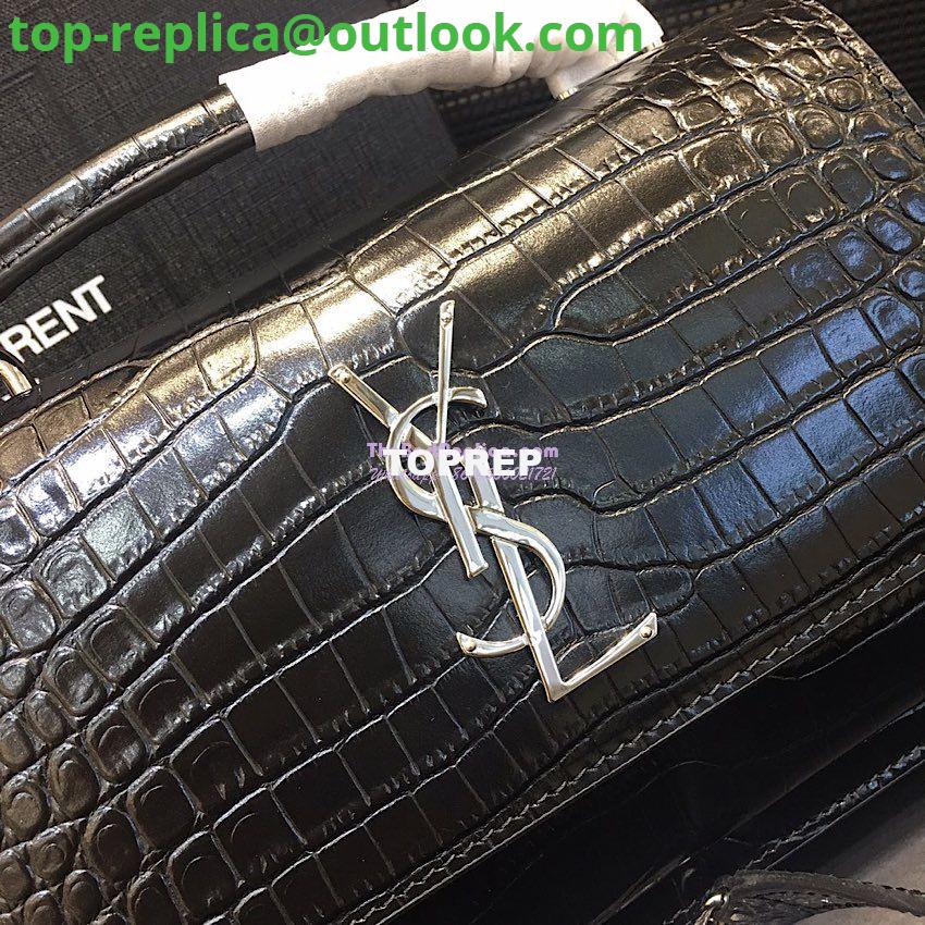 Replica Saint Laurent YSL Sunset Chain Wallet In Shiny Crocodile-embossed Leather 533026 Black 6 Replica Saint Laurent YSL Sunset Chain Wallet In Shiny Crocodile-embossed Leather 533026 Black 6