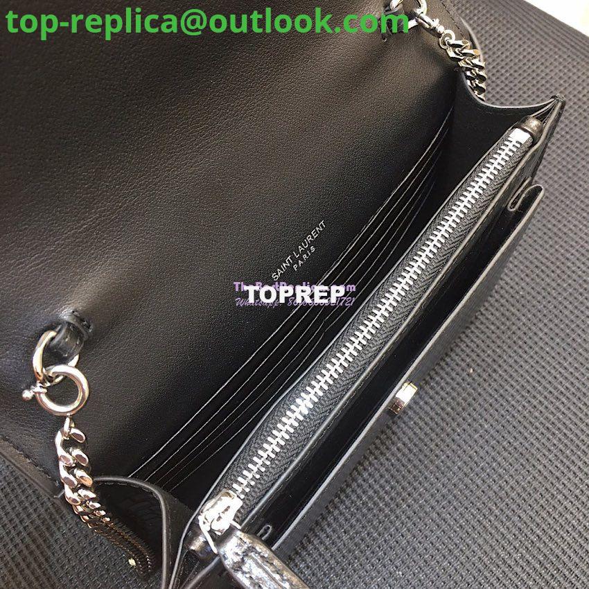 Replica Saint Laurent YSL Sunset Chain Wallet In Shiny Crocodile-embossed Leather 533026 Black 8 Replica Saint Laurent YSL Sunset Chain Wallet In Shiny Crocodile-embossed Leather 533026 Black 8