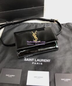 Replica Saint Laurent YSL Kate Belt Bag In Patent Leather 534395 Black