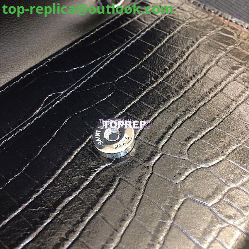 Replica Saint Laurent YSL Sunset Chain Wallet In Shiny Crocodile-embossed Leather 533026 Black 9 Replica Saint Laurent YSL Sunset Chain Wallet In Shiny Crocodile-embossed Leather 533026 Black 9