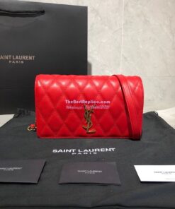 Replica Saint Laurent YSL Angie Chain Bag In Diamond-quilted Lambskin 568906 Red