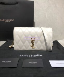 Replica Saint Laurent YSL Angie Chain Bag In Diamond-quilted Lambskin 568906 Blanc