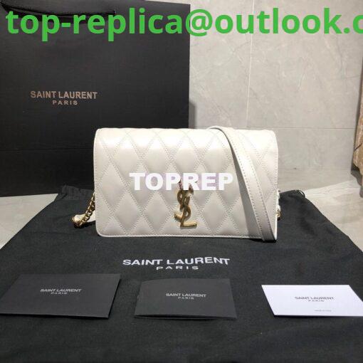 Replica Saint Laurent YSL Angie Chain Bag In Diamond-quilted Lambskin 568906 Blanc