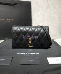 Replica Saint Laurent YSL Angie Chain Bag In Diamond-quilted Lambskin 568906 Black