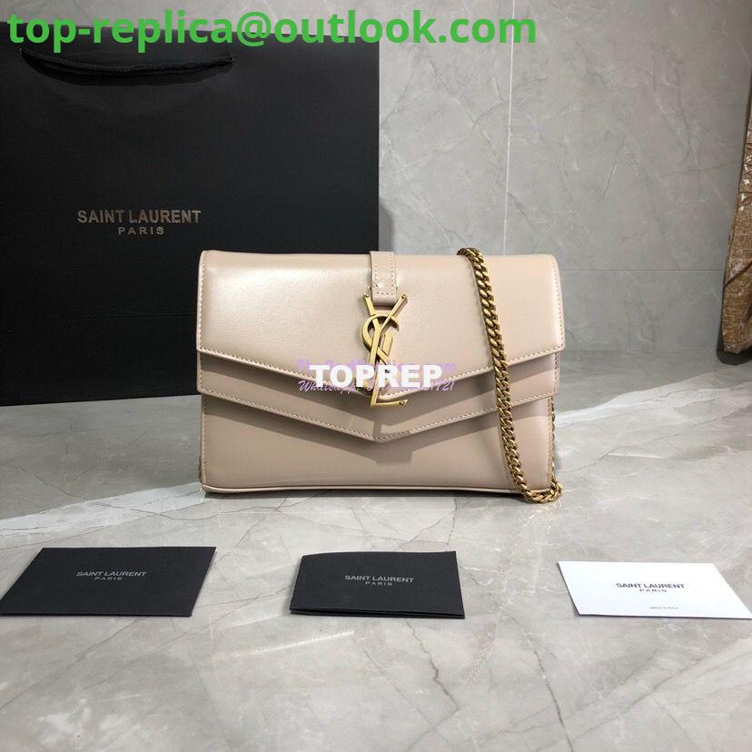 Replica Saint Laurent YSL Sulpice Chain Wallet In Smooth Leather 554763 Beige Replica Saint Laurent YSL Sulpice Chain Wallet In Smooth Leather 554763 Beige