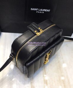 Replica Saint Laurent YSL Vicky Camera Bag In Quilted Lambskin 555052 Black 2